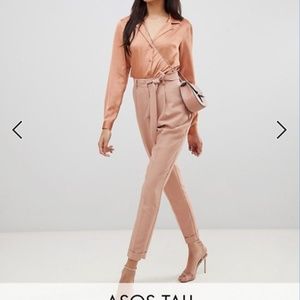 ASOS DESIGN Tall woven peg pants with obi tie